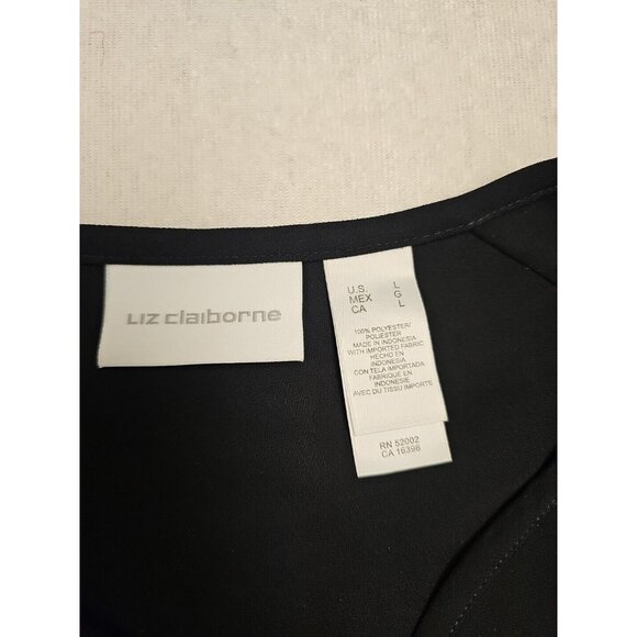 Liz Claiborne Sheer V-Neck Black Button Up Blouse Shacket Size L - Picture 6 of 7